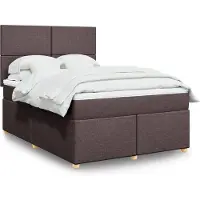 vidaXL Lit boxspring avec matelas brun foncé 160x200 cm Tissu