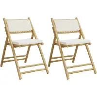 vidaXL Chaises de bistrot 2 pcs. Pliable avec coussin blanc crème Bambou