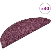 vidaXL Tapis d'escalier 30 pièces 56 x 17 x 3 cm Violet foncé Demi-rond