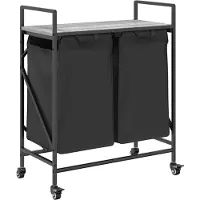 vidaXL Panier à linge à 2 compartiments avec roulettes Gris Sonoma