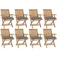 vidaXL Chaises de jardin pliantes avec coussins 8 pcs. Bois massif teck