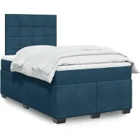 vidaXL Lit boxspring avec matelas bleu 120x200 cm velours