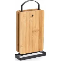 Zeller Set de supports pour planches, 5 pièces, bambou/métal, Planche à découper, Multicolore, Noir