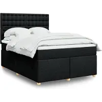 vidaXL Lit boxspring avec matelas noir 140x190 cm Tissu