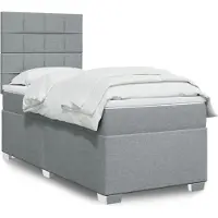 vidaXL Lit boxspring avec matelas gris clair 90x190 cm Tissu