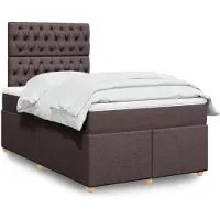 vidaXL Lit boxspring avec matelas brun foncé 120x190 cm Tissu