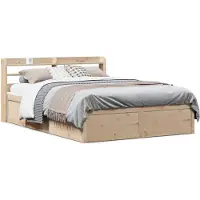 vidaXL Lit en bois massif avec tête de lit 135x190 cm pin