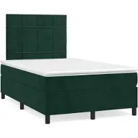 vidaXL Lit boxspring avec matelas vert foncé 120x190 cm velours