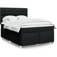vidaXL Lit boxspring avec matelas noir 160x200 cm Tissu