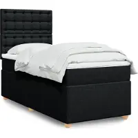 vidaXL Lit boxspring avec matelas noir 90x190 cm Tissu