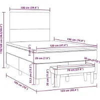 vidaXL Lit boxspring avec matelas noir 120x190 cm velours