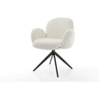 DELIFE Chaise-pivotante Nube-Flex bouclé blanc pied croisé large noir pivotement sur 360° fonction bascule ressorts ensachés