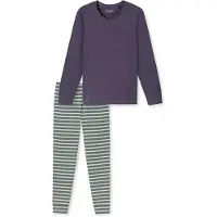 Schiesser Pyjama 'Casual Essentials' beige / bleu foncé / vert pastel