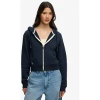 Superdry pour femme. W2012286A Essential Logo Cropped Ziphood navy (XS), Casuel, Coton, Marine