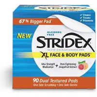 Stridex PAUTS FACE ET CORPS XL 90 COMMENTS MAXION MAXIMUM SERVICE Nettoyage du visage Terges de visage sans alcool Traitements d'acn pour le vis
