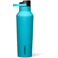 Corkcicle Sport Canteen Isotherme, Bleu Capri, 20 oz - Bouteille Réutilisable Garde Boissons Froides 25h & Chaudes 12h