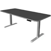Kerkmann Move 3 Premium höhenverstellbarer Schreibtisch anthrazit rechteckig T-Fuss-Gestell silber 1