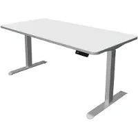 Kerkmann Move 3 Premium höhenverstellbarer Schreibtisch weiss rechteckig T-Fuss-Gestell silber 160,0