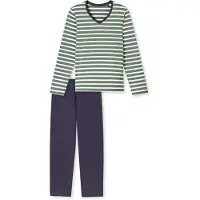 Schiesser Pyjama 'Casual Essentials' marine / vert / blanc