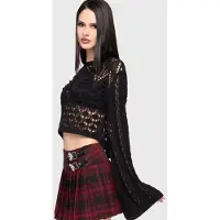 Killstar Pull tricoté Gothic de - Celestial Summer - Midnight Vale Cropped Sweater - S - 4XL - pour Femme - noir - Taille M