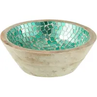 J-Line Bol mosaique bois de manguier vert small