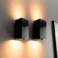 LUSENZ - Applique murale rectangulaire noire brossée 10W GU10 IP20 dimmable