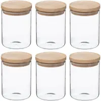 Wellhome Ensemble De Bocaux En Verre Et Bois 600ml 6 Unités