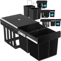 TecTake Poubelle de tri ASHLYN 30 L avec 2 compartiments - noir