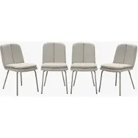 CALICOSY - Lot de 4 chaises en tissu et pieds en métal beige H85 cm - LYSA