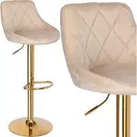 EHokery Cydro Gold Beige Velvet Bar Hocker