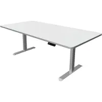 Kerkmann Move 3 Premium höhenverstellbarer Schreibtisch weiss rechteckig T-Fuss-Gestell silber 200,0