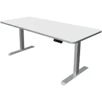 Kerkmann Move 3 Premium höhenverstellbarer Schreibtisch weiss rechteckig T-Fuss-Gestell silber 180,0