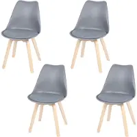 Urban Living Lot de 4 chaises scandinave "Emy" - Gris - L 45 x P 58 x H 82 cm