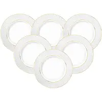 Wilmax England Assiettes plates Wilmax 28 cm, porcelaine blanche à bord doré, lot de 6 WL-880102106/A6