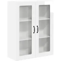vidaXL Armoire murale en verre LUCCA, blanc brillant, 80 x 31 x 100 cm