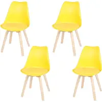 Urban Living Lot de 4 chaises scandinave "Emy" - Jaune moutarde - L 45 x P 58 x H 82 cm