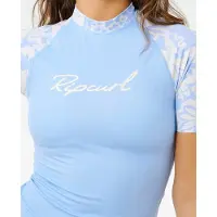 Rip Curl Pacific Coast Upf Short Sleeve Rash Guard Bleu L Femme