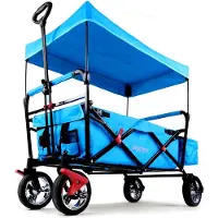 FUXTEC FUXLIFE by Chariot à main FX-CT500 Turquoise - pliable avec pare-soleil | intérieur rembourré | chariot à main pliable et compact avec sac à l'arrière Turquoise