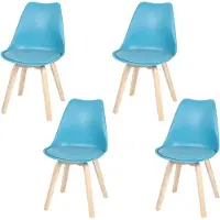 Urban Living Lot de 4 chaises scandinave "Emy" - Bleu canard - L 45 x P 58 x H 82 cm