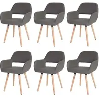 Mendler 6x chaise de salle à manger HWC-A50 II, fauteuil, design rétro des années 50 similicuir, gris