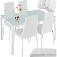 TecTake Ensemble table et 4 chaises BERLIN en acier - blanc
