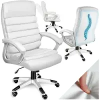 TecTake Fauteuil de direction rembourrage ondulé - blanc