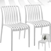 TecTake Chaises de jardin ALCUDIA résistantes aux intempéries et empilables - crème, Lot de 2