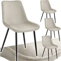 TecTake Lot de chaises de salle à manger Monroe aspect velours - crème, Lot de 4