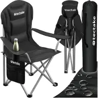 TecTake Chaise de camping - Chaise pliante - Avec porte-gobelet, compartiment de rangement et sac de transport - Chaise de luxe pour l'extérieur - Chaise Glamping