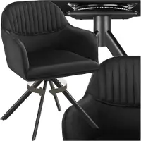 TecTake Chaise pivotante en velours Lona avec rembourrage épais - noir/noir, par pièce