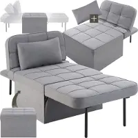 TecTake Fauteuil de relaxation PONTO 4-en-1 réglable sur 6 positions - gris