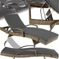 TecTake Chaise longue en rotin et aluminium Océane - marron naturel