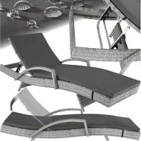 TecTake Chaise longue en rotin et aluminium Océane - gris clair