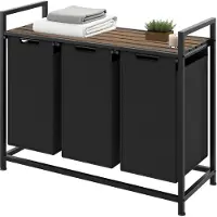 TecTake Panier à linge avec étagère style industriel 34x93,5x72cm